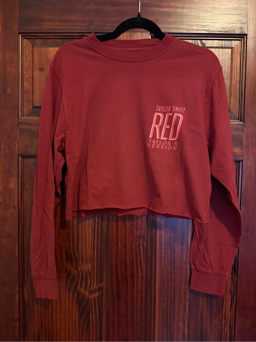 Official Taylor Swift RED Cropped Long-Sleeve Top - Burgundy Red